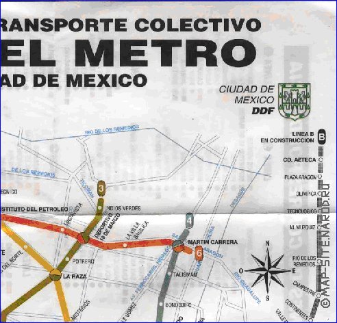 Transporte mapa de Cidade do Mexico