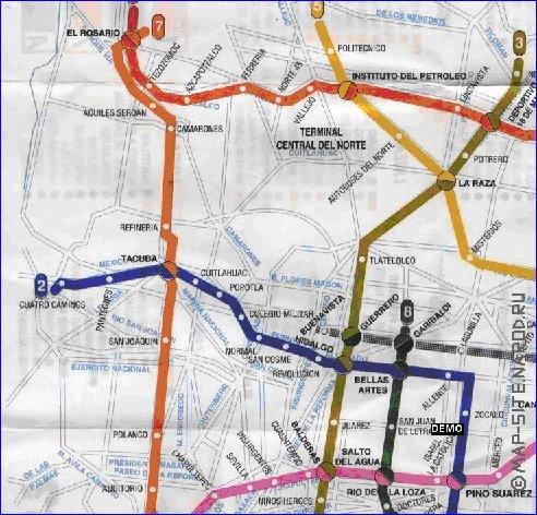 Transporte mapa de Cidade do Mexico