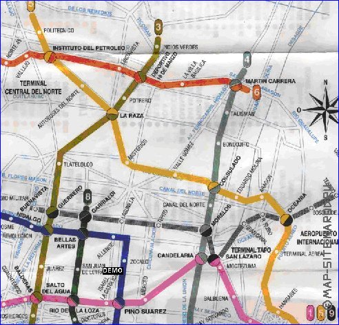 Transporte mapa de Cidade do Mexico