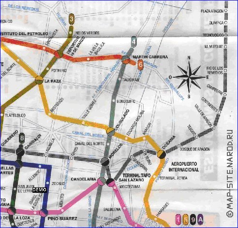 Transporte mapa de Cidade do Mexico