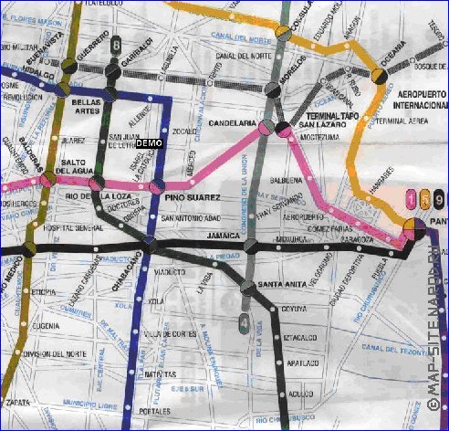 Transporte mapa de Cidade do Mexico