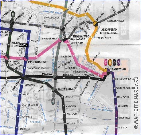 Transporte mapa de Cidade do Mexico