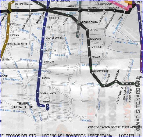 Transporte mapa de Cidade do Mexico