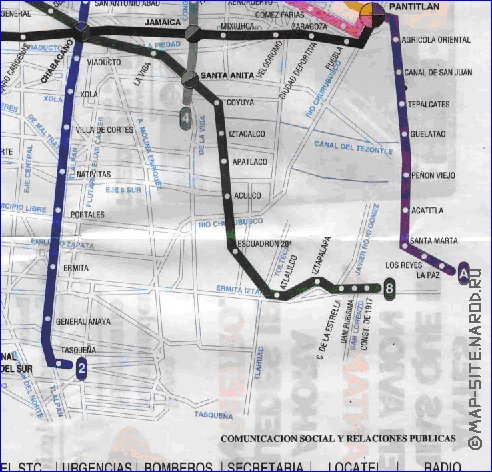 Transporte mapa de Cidade do Mexico