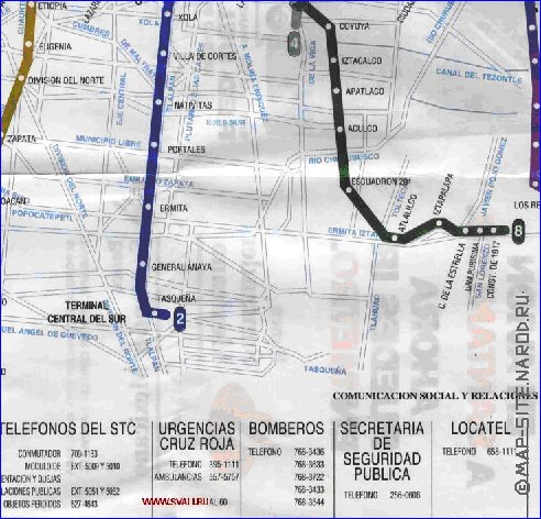 Transporte mapa de Cidade do Mexico