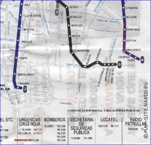 Transporte mapa de Cidade do Mexico