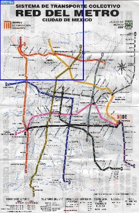 Transporte mapa de Cidade do Mexico