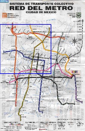 Transporte mapa de Cidade do Mexico