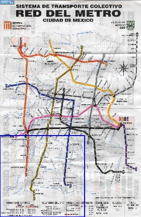 Transporte mapa de Cidade do Mexico