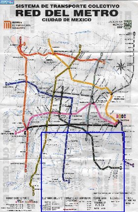 Transporte mapa de Cidade do Mexico