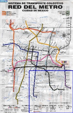 Transporte mapa de Cidade do Mexico