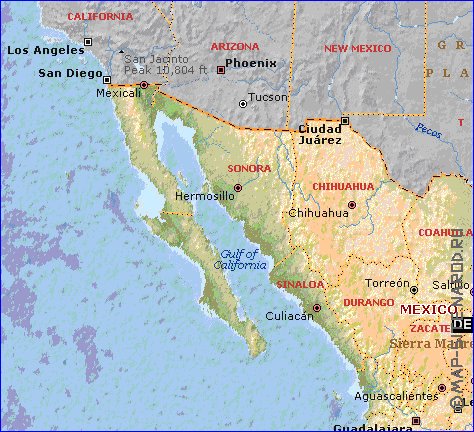 Administrativa mapa de Mexico em ingles