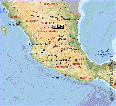 Administratives carte de Mexique en anglais