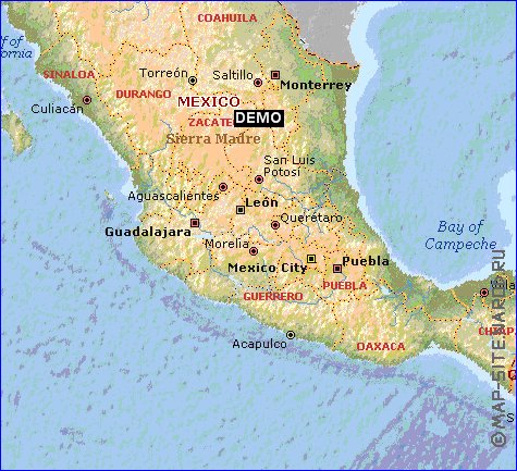 Administrativa mapa de Mexico em ingles