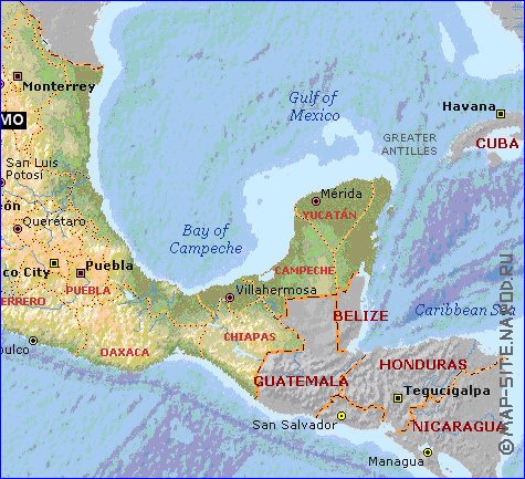 Administrativa mapa de Mexico em ingles