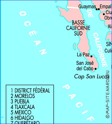 Administrativa mapa de Mexico em frances