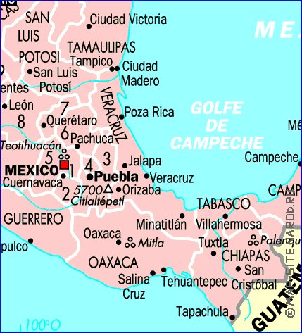 Administrativa mapa de Mexico em frances