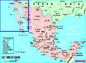 Administrativa mapa de Mexico em frances