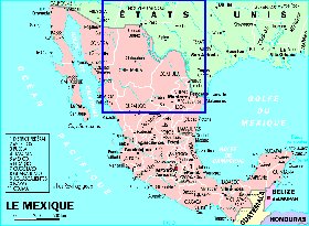 Administrativa mapa de Mexico em frances