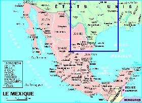 Administrativa mapa de Mexico em frances