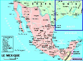 Administrativa mapa de Mexico em frances