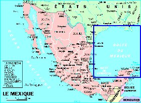 Administrativa mapa de Mexico em frances