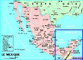 Administrativa mapa de Mexico em frances