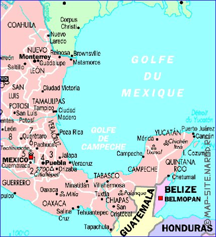 Administrativa mapa de Mexico em frances