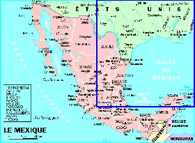 Administrativa mapa de Mexico em frances