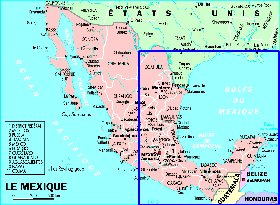 Administrativa mapa de Mexico em frances