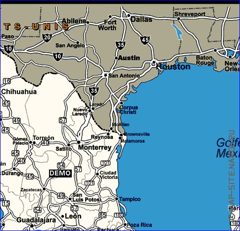 mapa de de estradas Mexico em frances