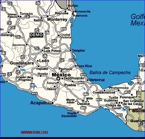 mapa de de estradas Mexico em frances