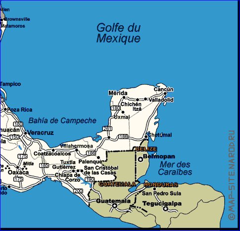 mapa de de estradas Mexico em frances