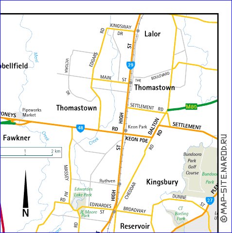 carte de Melbourne en anglais