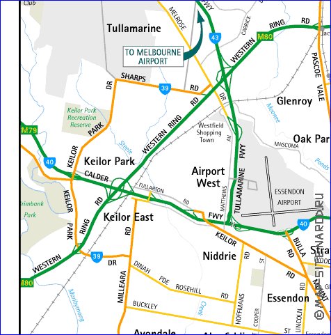 mapa de Melbourne em ingles