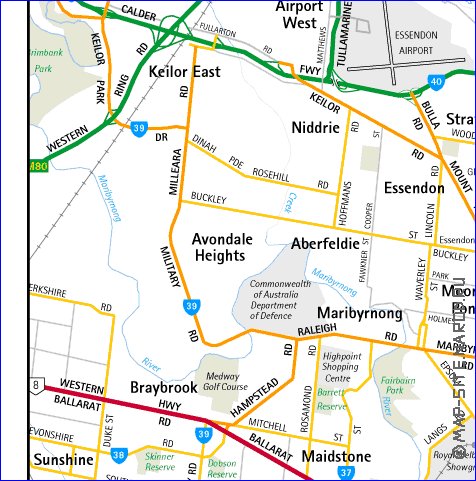 mapa de Melbourne em ingles