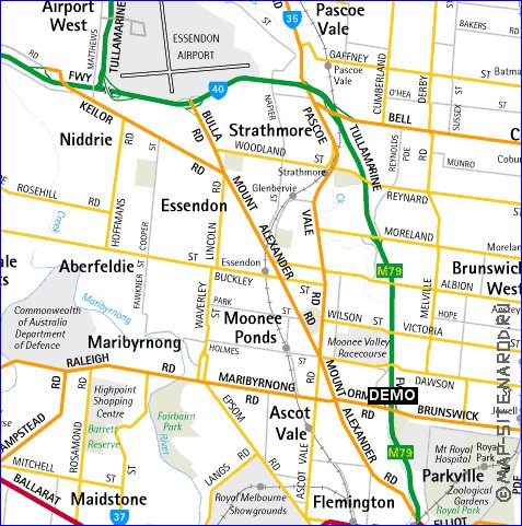 carte de Melbourne en anglais