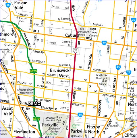 carte de Melbourne en anglais