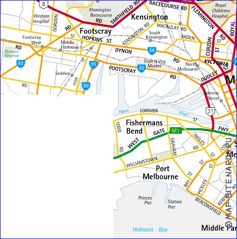 carte de Melbourne en anglais