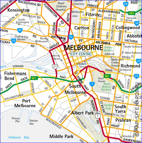 carte de Melbourne en anglais