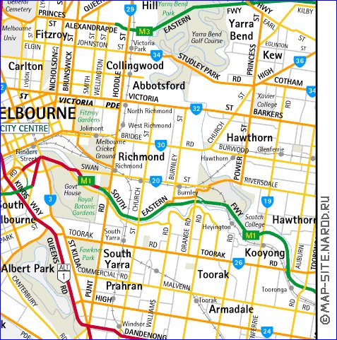 carte de Melbourne en anglais