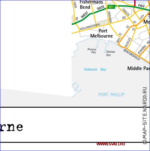 mapa de Melbourne em ingles