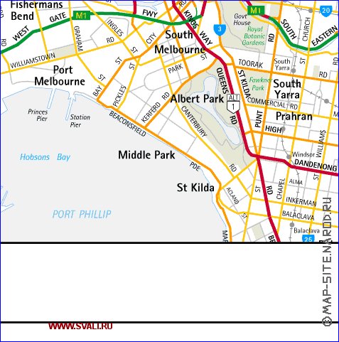 carte de Melbourne en anglais