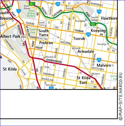 carte de Melbourne en anglais