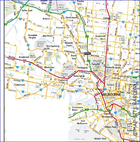 carte de Melbourne en anglais