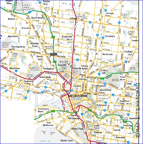 carte de Melbourne en anglais