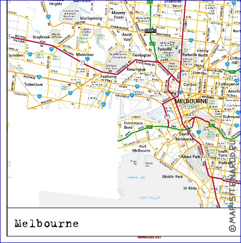 carte de Melbourne en anglais