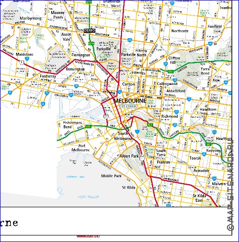 carte de Melbourne en anglais