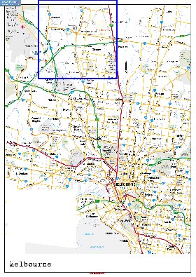 mapa de Melbourne em ingles