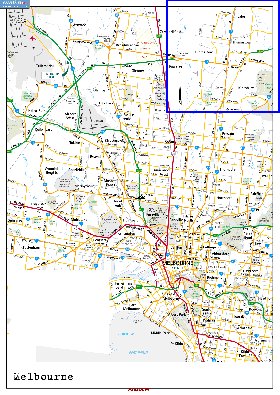 mapa de Melbourne em ingles